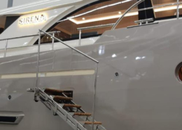 Golden Gate boarding ladder of Swissway installed in the Altena Yachts' show model Altena 52 DC